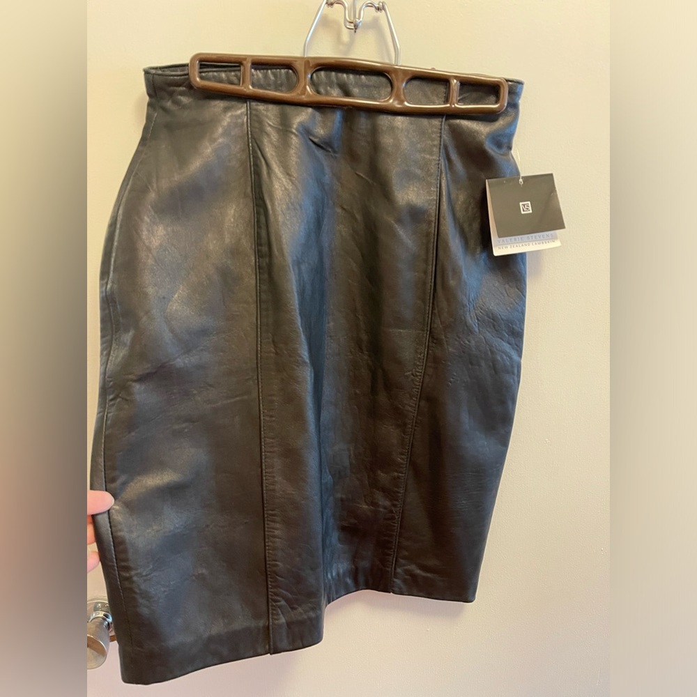 NWT Valerie Stevens‎ Zealand Lambskin Pencil Skirt Leather Size 8 Vintage 90's